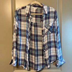NWT blue plaid button down